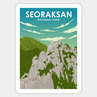 Seoraksan National Park South Korea Vintage Minimal Travel Poster Sticker